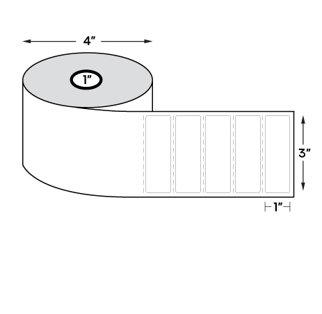 3" x 1" Standard Direct Thermal Labels on 1" Core, Perforations, Wound Out, Permanent Adhesive (1300 Labels Per Roll)