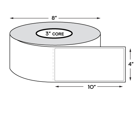 4" x 10" Standard Direct Thermal Labels on 3" Core, Perforations, Wound Out, Permanent Adhesive (600 Labels Per Roll)