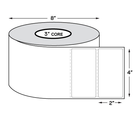 4" x 2" Standard Direct Thermal Labels on 3" Core, Perforations, Wound Out, Permanent Adhesive (2750 Labels Per Roll)