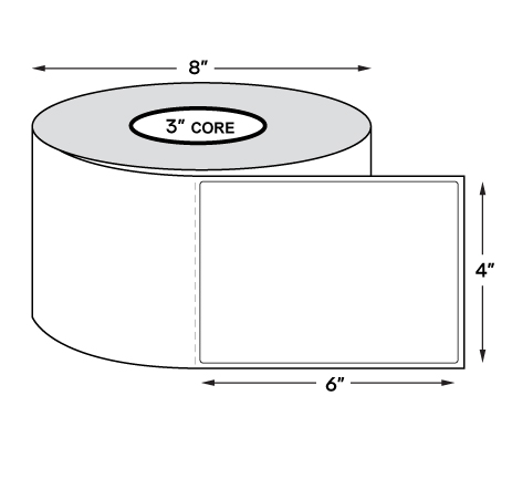 4" x 6" Standard Direct Thermal Labels on 3" Core, Perforations, Wound Out, Permanent Adhesive (1000 Labels Per Roll)