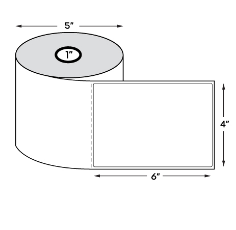 4" x 6" Standard Direct Thermal Labels on 1" Core, Perforations, Wound Out, Permanent Adhesive (500 Labels Per Roll)