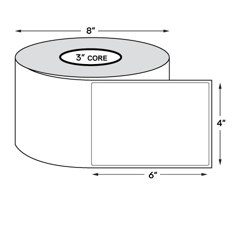 4" x 6" Standard Direct Thermal Labels on 3" Core, NO Perforations, Wound Out, Permanent Adhesive (1000 Labels Per Roll)