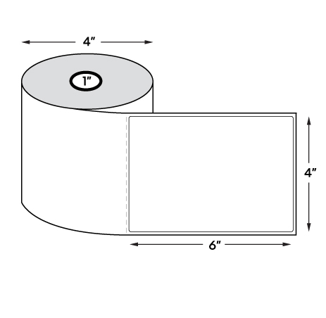 4" x 6" Standard Direct Thermal Labels on 1" Core, Perforations, Wound Out, Permanent Adhesive (250 Labels Per Roll)