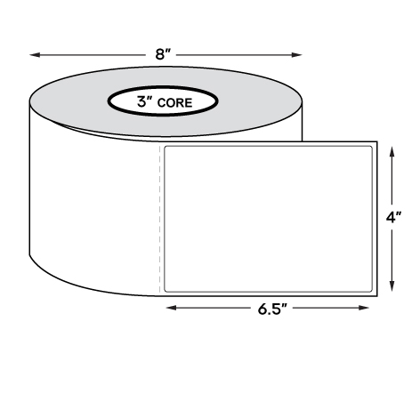 4" x 6.5" Standard Direct Thermal Labels on 3" Core, Perforations, Wound Out, Permanent Adhesive (900 Labels Per Roll)