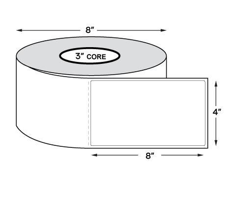 4" x 8" Standard Direct Thermal Labels on 3" Core, Perforations, Wound Out, Permanent Adhesive (750 Labels Per Roll)
